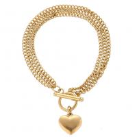 Bracelet en acier inoxydable, coeur, bijoux de mode & pour femme, plus de couleurs à choisir, Vendu par PC
