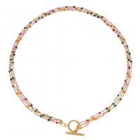 Stainless Steel Chain Necklace, fashion jewelry & for woman & enamel 
