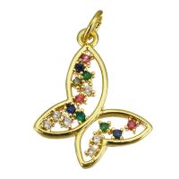 Cubic Zirconia Micro Pave Brass Pendant, Butterfly, gold color plated, micro pave cubic zirconia & hollow Approx 3.5mm 