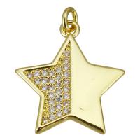 Cubic Zirconia Micro Pave Brass Pendant, Star, gold color plated, micro pave cubic zirconia Approx 2.5mm 