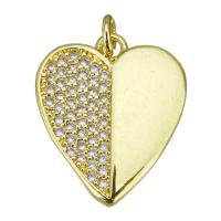 Cubic Zirconia Micro Pave Brass Pendant, Heart, gold color plated, micro pave cubic zirconia Approx 2.5mm 