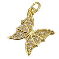Cubic Zirconia Micro Pave Brass Pendant, Butterfly, gold color plated, micro pave cubic zirconia Approx 3.5mm 