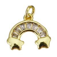 Cubic Zirconia Micro Pave Brass Pendant, Rainbow, gold color plated, micro pave cubic zirconia Approx 2.5mm 