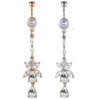 Stainless Steel Belly Ring, plated, Unisex & with rhinestone 5-8mm 