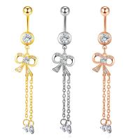 Stainless Steel Belly Ring, Bowknot, plated, Unisex & with rhinestone 5-8mm 