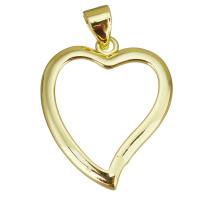 Brass Heart Pendants, gold color plated, hollow Approx 3.5mm 
