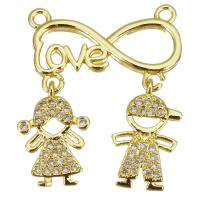 Cubic Zirconia Micro Pave Brass Connector, gold color plated, micro pave cubic zirconia & hollow  Approx 1.5mm 