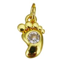 Cubic Zirconia Brass Pendants, Foot, gold color plated, micro pave cubic zirconia Approx 2.5mm 
