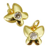Cubic Zirconia Brass Pendants, Butterfly, gold color plated, micro pave cubic zirconia Approx 2.5mm 
