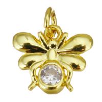 Cubic Zirconia Brass Pendants, Bee, gold color plated, micro pave cubic zirconia Approx 2.5mm 