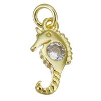 Cubic Zirconia Brass Pendants, Seahorse, gold color plated, micro pave cubic zirconia Approx 2.5mm 