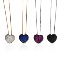 Cubic Zircon Micro Pave Brass Necklace, Heart, plated, fashion jewelry & Unisex & micro pave cubic zirconia .69 Inch 
