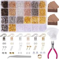 Kit de bricolage bijoux conclusion, alliage de zinc, avec Kraft & caoutchouc, Placage, couleurs mélangées, Vendu par boîte