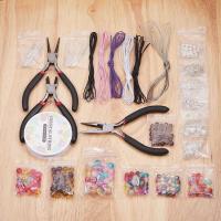 DIY Jewelry Finding Kit, Acrylic, with Glass Beads & paper box & Elastic Thread & Crystal Thread & Nylon Cord & Brass & Iron & Tiger Tail Wire, mixed colors 