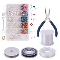 DIY Jewelry Finding Kit, Zinc Alloy, with Nylon & Elastic Thread & Tiger Tail Wire, plated, mixed colors 