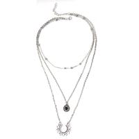 Fashion Multi Layer Necklace, Zinc Alloy, plated, for woman, silver color 
