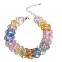 Acrylic Necklace, with Zinc Alloy, curb chain & for woman, multi-colored cm 