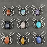 Gemstone Zinc Alloy Pendants, with Zinc Alloy, Spider, antique silver color plated 50mm 