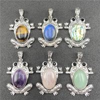 Gemstone Zinc Alloy Pendants, with Zinc Alloy, Frog, antique silver color plated 60mm 