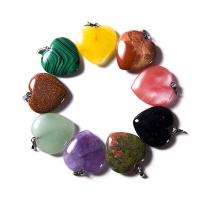 Gemstone Necklaces, Natural Stone, with leather cord, Heart, polished, for woman cm 
