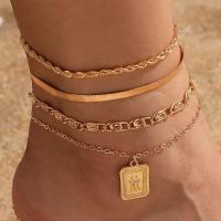 Zinc Alloy Anklet, plated, multilayer & for woman, golden cm 