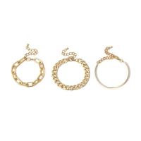 Fashion Zinc Alloy Bracelets, bracelet, plated, 3 pieces & for woman, golden .5 Inch 