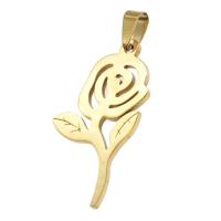 Stainless Steel Flower Pendant, Rose, golden 