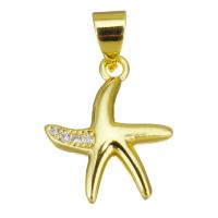 Cubic Zirconia Micro Pave Brass Pendant, Starfish, gold color plated, micro pave cubic zirconia Approx 3.5mm 