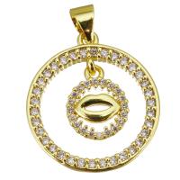Cubic Zirconia Micro Pave Brass Pendant, Round, gold color plated, micro pave cubic zirconia & hollow Approx 3.5mm 