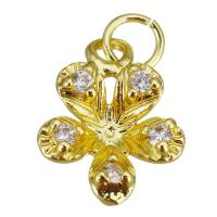 Cubic Zirconia Micro Pave Brass Connector, Flower, gold color plated, micro pave cubic zirconia Approx 3.5mm 