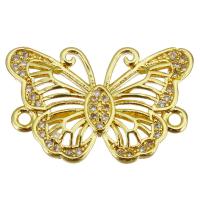 Cubic Zirconia Micro Pave Brass Connector, Butterfly, gold color plated, micro pave cubic zirconia & hollow Approx 1.5mm 