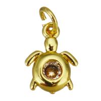 Cubic Zirconia Brass Pendants, Turtle, gold color plated, micro pave cubic zirconia Approx 2.5mm 