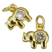 Cubic Zirconia Brass Pendants, Elephant, gold color plated, micro pave cubic zirconia Approx 2.5mm 