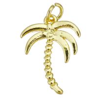 Brass Jewelry Pendants, Palm Tree, gold color plated, micro pave cubic zirconia Approx 2.5mm 