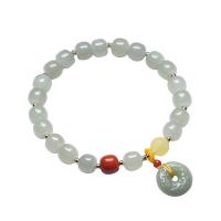 Jade Bracelets, Hetian Jade, with Yunnan Red Agate, for woman, 8*6.5mm,14-16cm 
