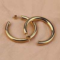 Stainless Steel Hoop Earring, stainless steel post pin, plated & for woman 