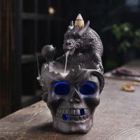 Incense Smoke Flow Backflow Holder Ceramic Incense Burner, Purple Clay, Skull, plated, for home and office & durable 