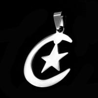 Stainless Steel Pendants, Moon and Star, original color 