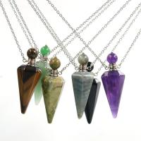 Natural Stone Perfume Bottle Necklace, with Iron, Conical, for woman cm 