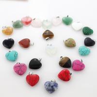 Gemstone ювелирные изделия Кулон, Природный камень, Сердце, Много цветов для выбора, 20mm, продается PC