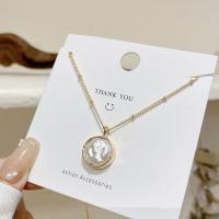 Shell Zinc Alloy Necklace, with Pearl Shell, plated, fashion jewelry & for woman, golden 