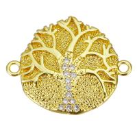 Cubic Zirconia Micro Pave Brass Connector, Tree, gold color plated, micro pave cubic zirconia Approx 1.5mm 