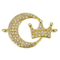 Cubic Zirconia Micro Pave Brass Connector, gold color plated, micro pave cubic zirconia & hollow Approx 1.5mm 