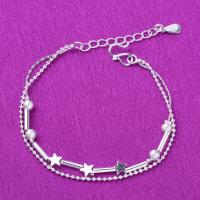 Sterling Silver Bracelets, 925 Sterling Silver, silver color plated, fashion jewelry & for woman 