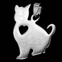 Stainless Steel Animal Pendants, Cat, original color 