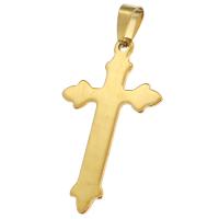Colgantes de Cruces de acero inoxidable, dorado, 43x21x1mm, Vendido por UD