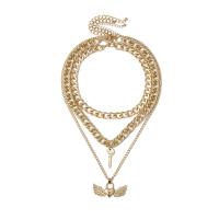 Fashion Multi Layer Necklace, Zinc Alloy, plated, multilayer & for woman, golden 