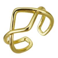 Brass Cuff Finger Ring, gold color plated, hollow, 11mm, US Ring 