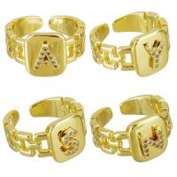 Латунь Манжеты палец кольцо, плакирован золотом, различные модели для выбора & инкрустированное микро кубического циркония, 12mm, размер:6, продается PC