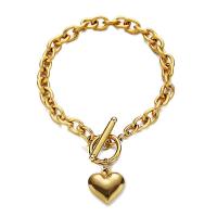 Bracelet en acier inoxydable, coeur, Placage, bijoux de mode & longueur différente pour le choix & pour femme, plus de couleurs à choisir, Vendu par PC